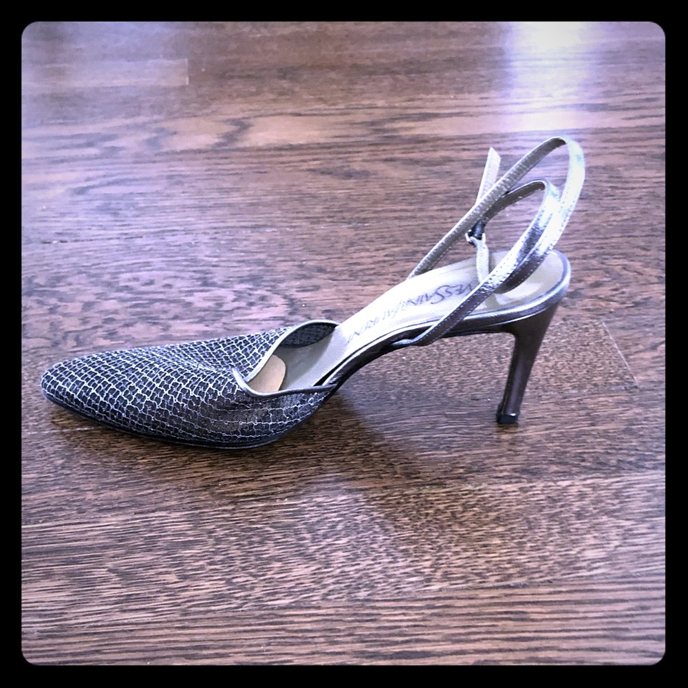 Yves Saint Laurent ankle wrap mesh heels